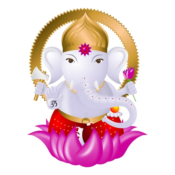 Ganesha Ινδική Θεός Εικονογράφηση Λευκό Φόντο — Φωτογραφία Αρχείου