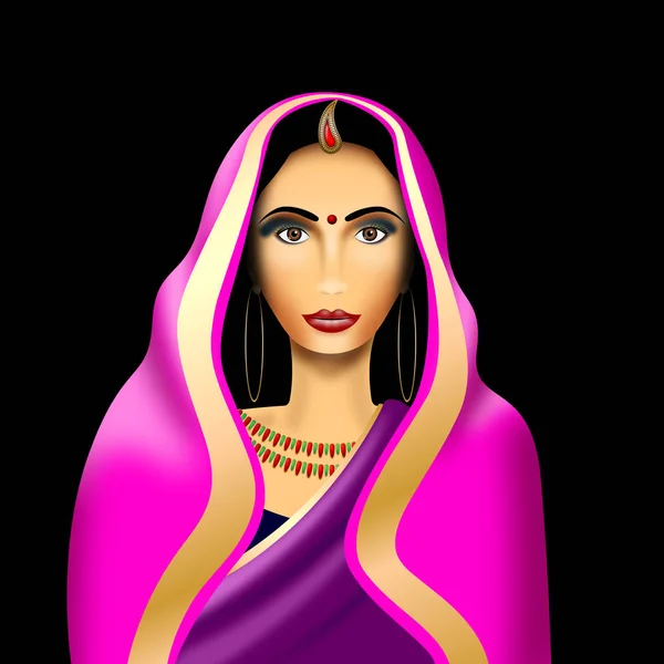 Hintli Kız Kadın Giyiyor Sari — Stok fotoğraf