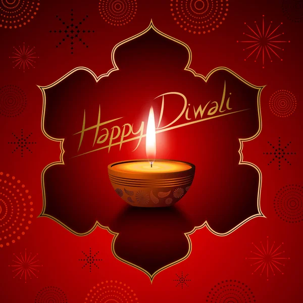 Cartão Diwali Feliz Com Uma Vela — Fotografia de Stock
