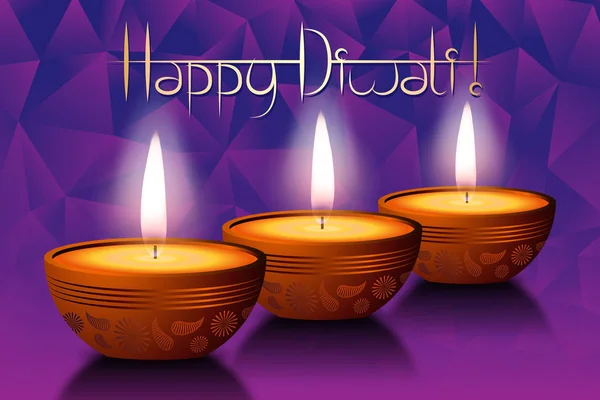 Happy Diwali Card Tre Candele — Foto Stock