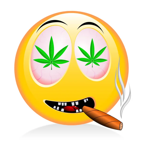 Emoji Fumar Erva Daninha Cara Engraçada — Fotografia de Stock