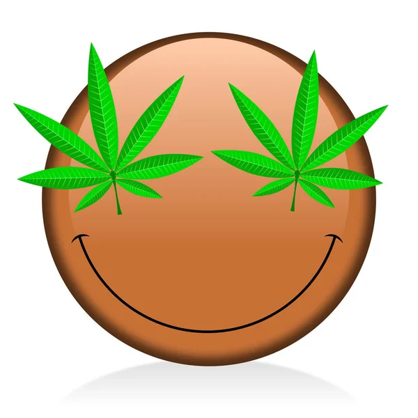 Emoji Rauchen Kraut Lustiges Gesicht — Stockfoto