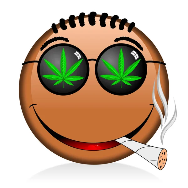 Αστείο Πρόσωπο Emoji Καπνίζοντας Ζιζάνιο — Φωτογραφία Αρχείου