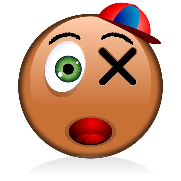 Fekete Emoji Érzelem Sapka — Stock Fotó