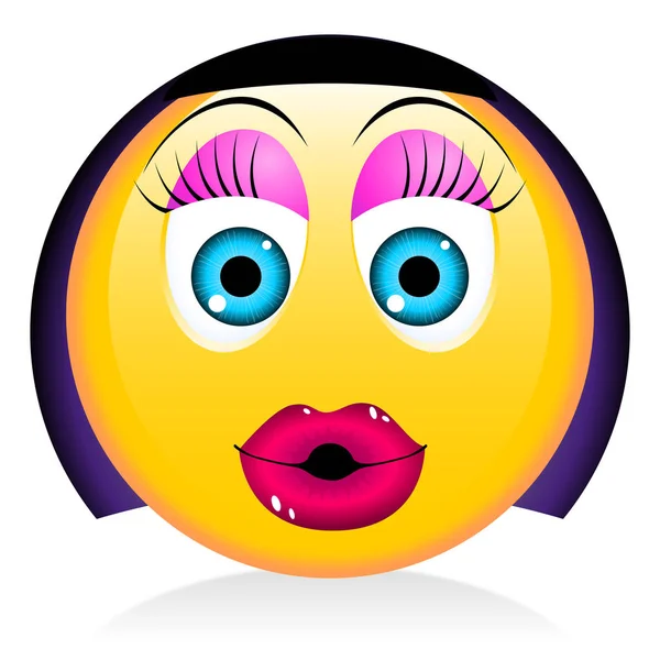 Gelbes Emoji Frau Mädchen — Stockfoto