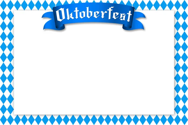 Oktoberfest Frame Kék Fehér Mintás — Stock Fotó