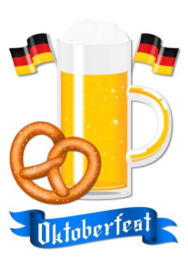 -Poster, afiş - Oktoberfest bira, simit, Alman bayrakları