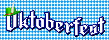 Oktoberfest - tipografi, beyaz ve mavi desen