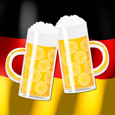Bira illüstrasyon, arka planda Alman bayrağı