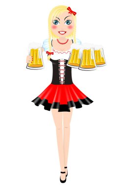 Oktoberfest bira illüstrasyon garsonla