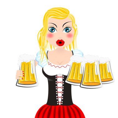 Oktoberfest garson holding bira