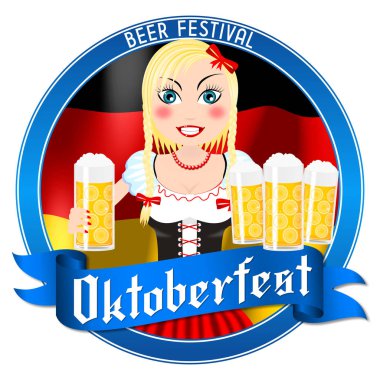 Oktoberfest illüstrasyon - bira tutan garson