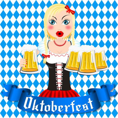 Oktoberfest garson holding bira