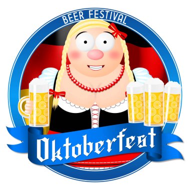 Oktoberfest illüstrasyon - bira tutan garson