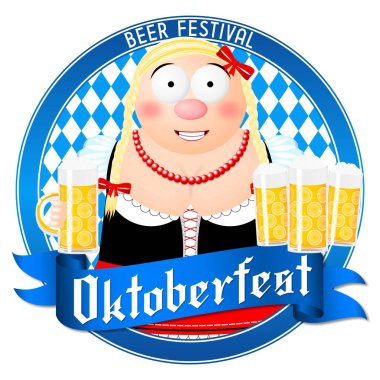 Oktoberfest illüstrasyon - bira tutan garson