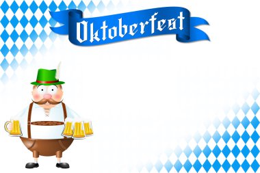 Oktoberfest illüstrasyon - garson bira ile