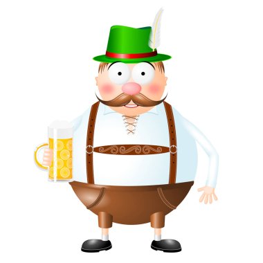 Oktoberfest illüstrasyon - bira tutan garson