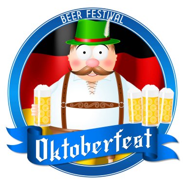 Oktoberfest illüstrasyon - bira tutan garson