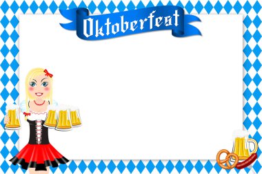 Oktoberfest çerçeve - bira tutan garson