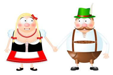 Oktoberfest - erkek ve kadın illüstrasyon