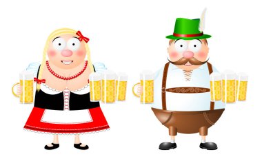 Oktoberfest - erkek ve kadın illüstrasyon