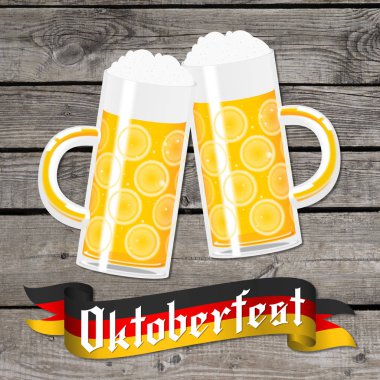 Oktoberfest illüstrasyon - iki bira, Almanya bayrağı