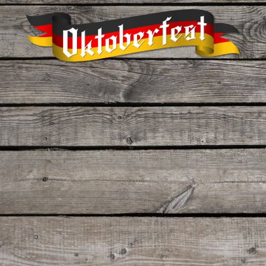 Oktoberfest illüstrasyon - ahşap arka plan, Almanya bayrağı