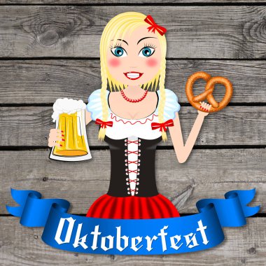 Oktoberfest - garson holding bira ve cips