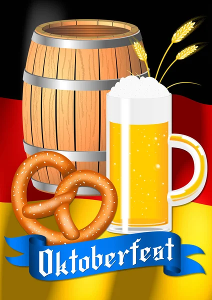 Oktoberfest Birra Pretzel Bandiera Tedesca — Foto Stock