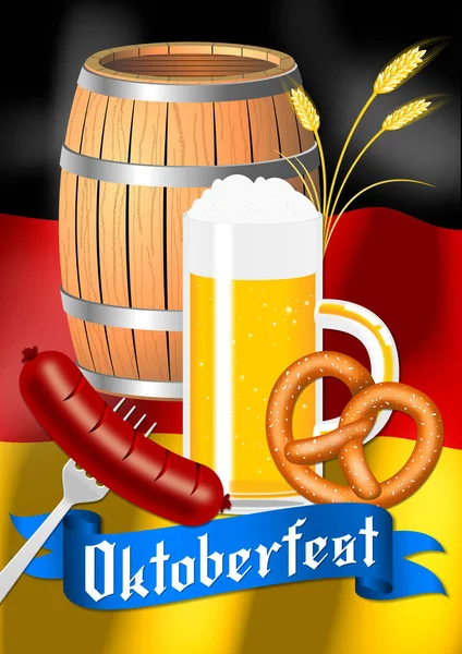 Oktoberfest Bier Wurst Deutsche Fahne — Stockfoto