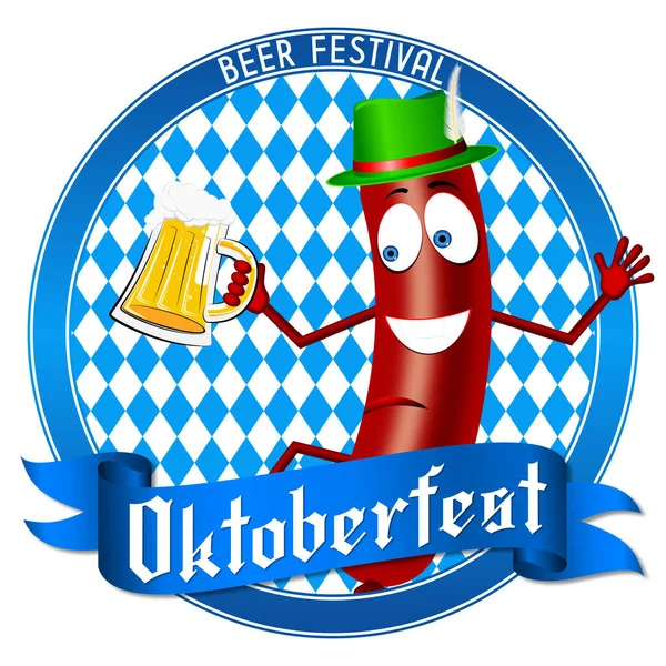 Oktoberfest Ilustrace Klobása Pivo — Stock fotografie