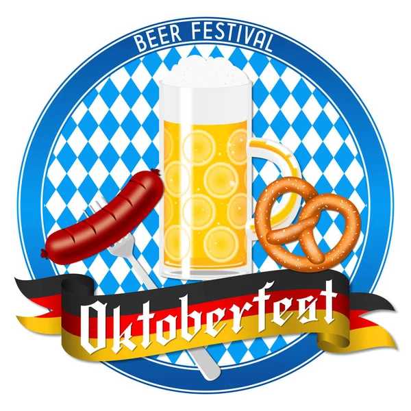 Illustration Oktoberfest Bière Saucisse Bretzel — Photo