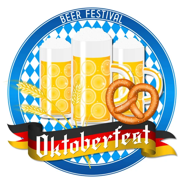 Ilustração Oktoberfest Cervejas Pretzel — Fotografia de Stock