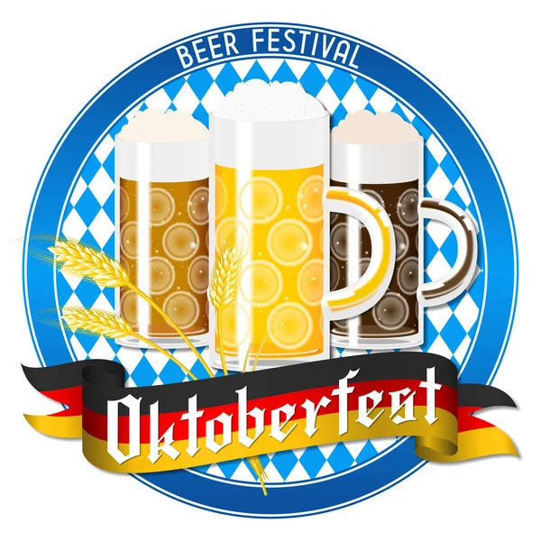 Ilustração Oktoberfest Três Tipos Cerveja — Fotografia de Stock