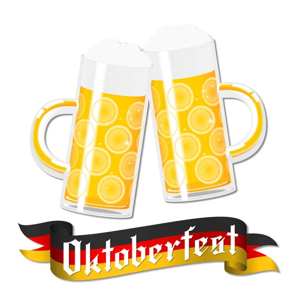 Ilustração Oktoberfest Duas Cervejas — Fotografia de Stock