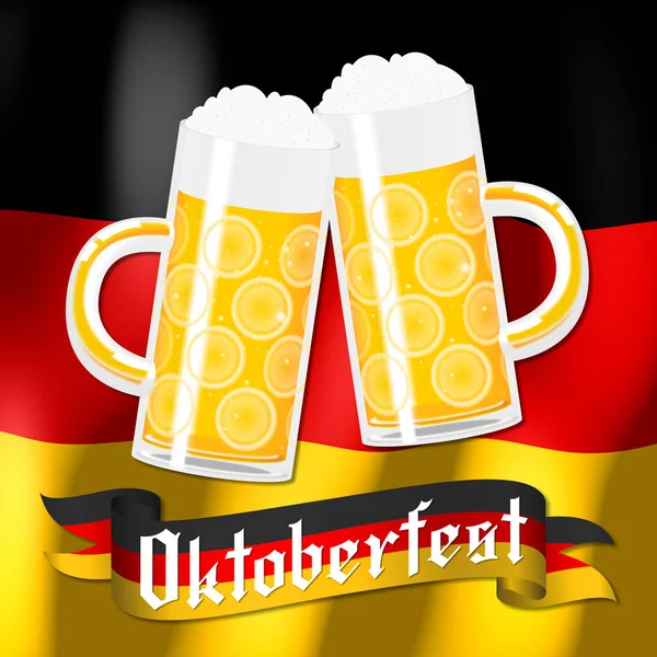 Ilustração Oktoberfest Duas Cervejas Bandeira Alemã — Fotografia de Stock