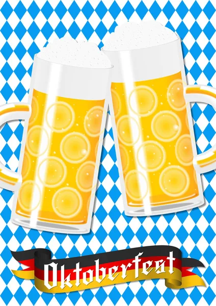 Ilustração Oktoberfest Duas Cervejas — Fotografia de Stock