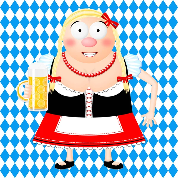 Oktoberfest Ilustracja Kelnerka Trzymając Piwo — Zdjęcie stockowe