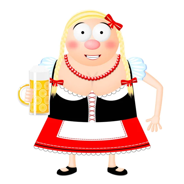 Oktoberfest Ilustración Camarera Sosteniendo Cerveza — Foto de Stock