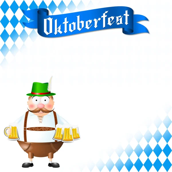 Oktoberfest Illustration Ober Met Bier — Stockfoto