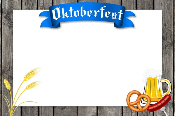 Oktoberfest Ilustrace Rám Dřevěné Pozadí — Stock fotografie