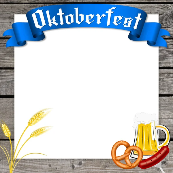 Oktoberfest Ilustrace Rám Dřevěné Pozadí — Stock fotografie