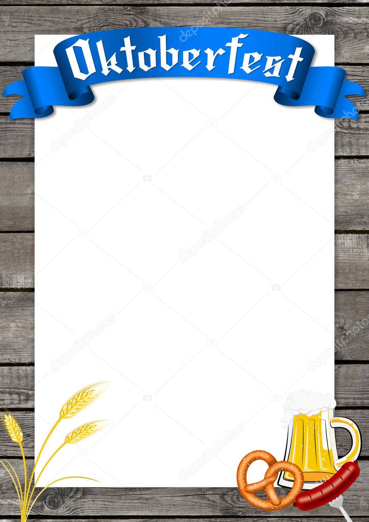 Oktoberfest illustration - frame, wooden background