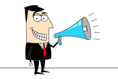 işadamı bir megafon ile