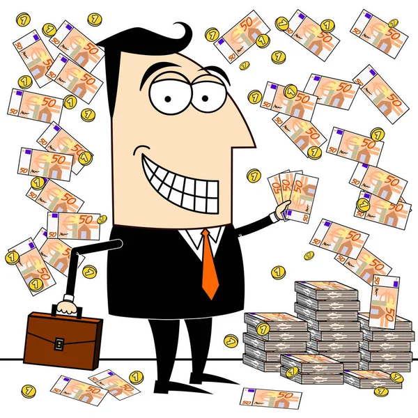 Affärsman Euron Valuta Clipart — Stockfoto