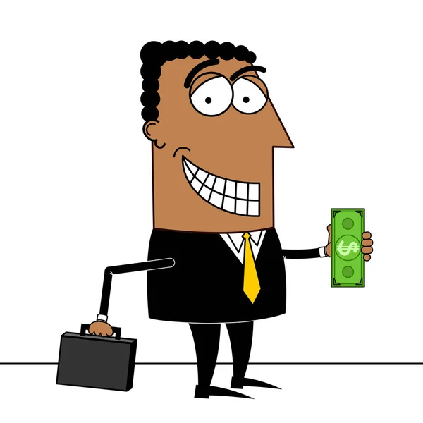 Чорний Бізнесмен Тримає Долари — стокове фото