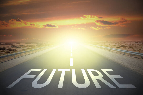 Road and word concept - future