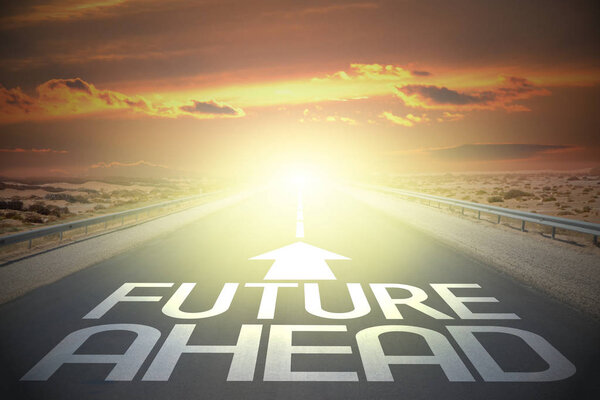 Road and word concept - future ahead