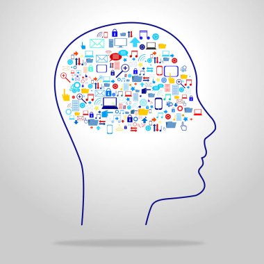 Kafa şekli / düşünme kavramı - illüstrasyon