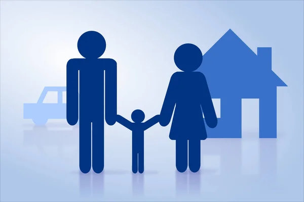 Familj Hus Försäkring Koncept Illustration — Stockfoto